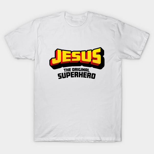 Christian Faith Gift - Jesus the Original Superhero - Fun Comic Book Style T-Shirt by Elsie Bee Designs